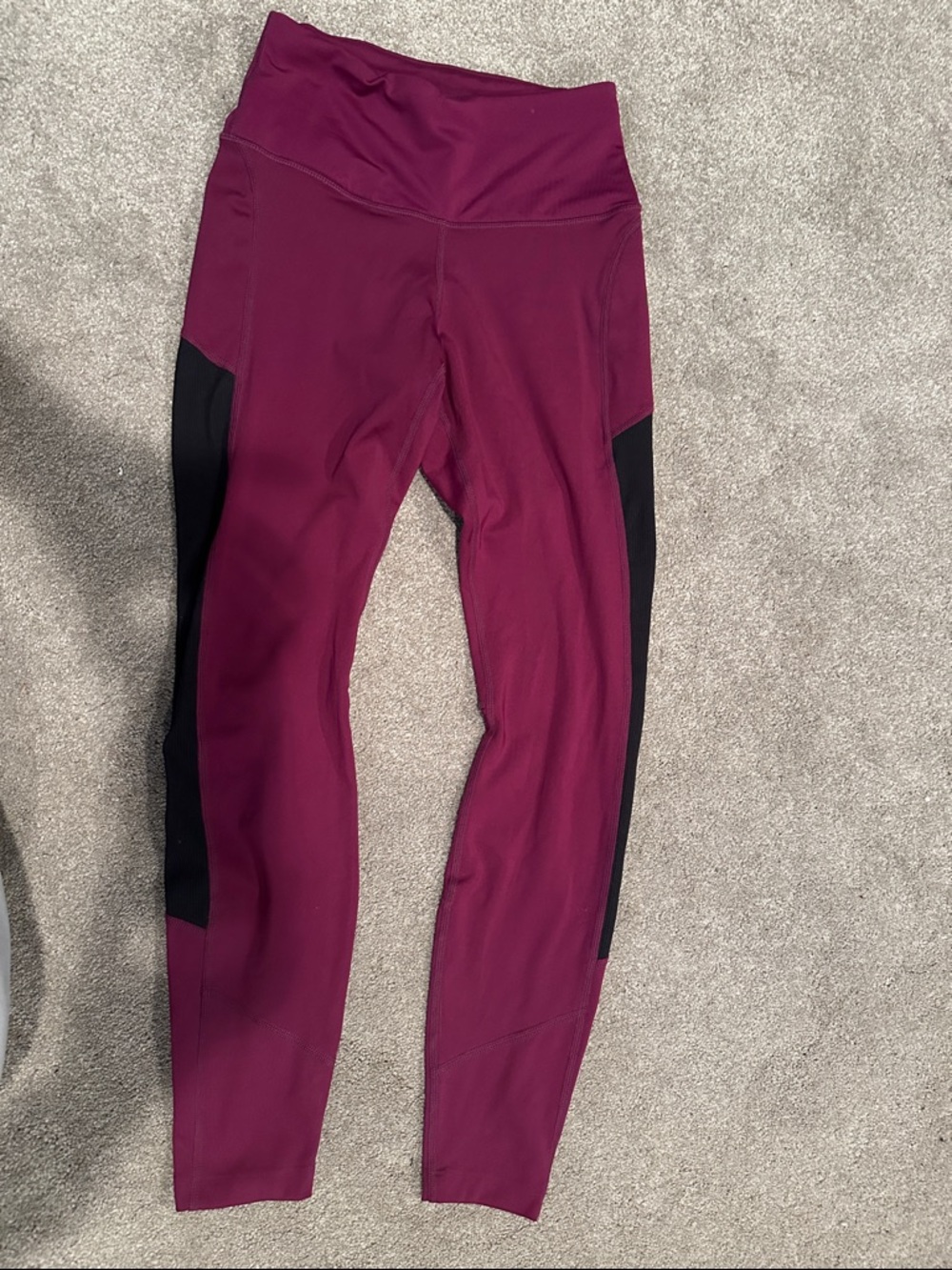 Nike Women's Burgundy and Black High-Waist Leggings